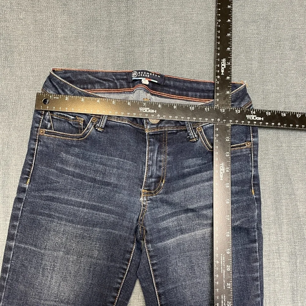 Boom Boom Jeans Bermuda Shorts Womens 28 Blue Mid Rise Medium Wash Frayed Hem